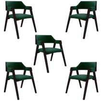 Kit 5 Cadeiras Sala de Jantar e Jogos Carteados Madeira Maciça Poker Veludo Verde/Tabaco G42 - Gran Belo Kit 5 Cadeiras Sala de Jantar e Jogos Carteados Madeira Maciça Poker Veludo Verde/Tabaco G42 - Gran Belo