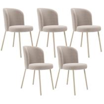 Kit 5 Cadeiras Sala de Jantar Estofada Gavi Arena L02 Bouclê Creme - Lyam Decor Kit 5 Cadeiras Sala de Jantar Estofada Gavi Arena L02 Bouclê Creme - Lyam Decor