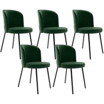 Kit 5 Cadeiras Sala de Jantar Estofada Gavi L02 material sintético Verde Musgo - Lyam Decor