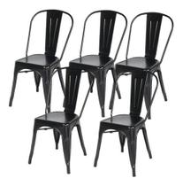 Kit 5 Cadeiras Tolix Iron Metal Aço Industrial Preta !!