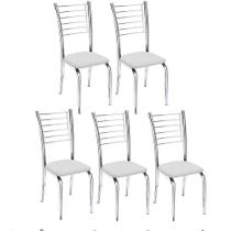 Kit 5 Cadeiras Vanessa Cromada Para Cozinha Assento material sintético Kit 5 Cadeiras Vanessa Cromada Para Cozinha Assento material sintético