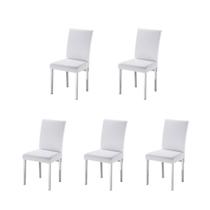 Kit 5 Cadeiras Vitória para Sala de Jantar-Assento sintético branco