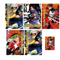 Kit 5 Caderno Anime Capa Dura Brochurão 96 Folhas +1 Pequeno