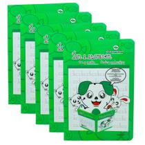 Kit 5 Caderno Brochurão 60 Folhas Verde Com Pautas Numeradas