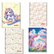 Kit 5 Caderno Brochurão Costurado Capa Dura 80 Folhas Unicornio Panamericana