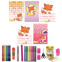 Kit 5 Caderno Brochurão Raposa Capa Dura 96 Folhas 38 Itens Kit 5 Caderno Brochurão Raposa Capa Dura 96 Folhas 38 Itens