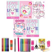 Kit 5 Caderno Gatinha Marie Tam Grande Brochurão Capa Dura