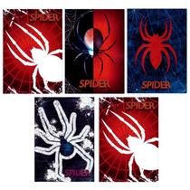 Kit 5 Caderno Spider Brochurão Capa Dura 96 Folhas Costurado