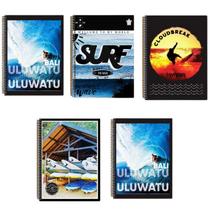 Kit 5 Caderno Surf 96 Folhas Arame Capa Dura Reforçado