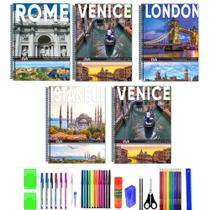 Kit 5 Caderno Tamanho Grande Arame Foto Com Pautas Capa Dura Com 40 Materiais Kit 5 Caderno Tamanho Grande Arame Foto Com Pautas Capa Dura Com 40 Materiais