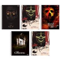 Kit 5 Caderno Terror Horror Arame 80 Folhas Capa Dura