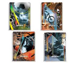Kit 5 Caderno Universitário Masculino Espiral Capa Dura 200 Folha 10 Matéria