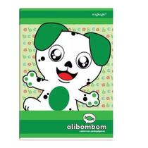 Kit 5 cadernos alibombom brochurão, capa dura, 80 fls, pauta 123, verde maxima