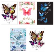 Kit 5 Cadernos Borboletas Brochurão 96 Folhas Menina Capa Dura Reforçado