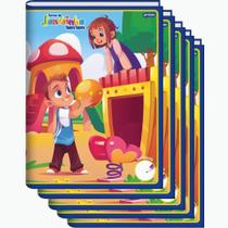 Kit 5 Cadernos Brochura Capa Dura 80 Folhas Sem Pauta Bem Bom Azul - Jandaia