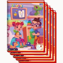 Kit 5 Cadernos Brochura Capa Flexível 60 Folhas Alibombom Vermelho 123X - Máxima