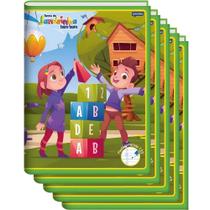 Kit 5 Cadernos Brochura Capa Flexível 60 Folhas Bem Bom Verde 123 - Jandaia