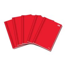 Kit 5 Cadernos Brochura Vermelho 96 Folhas Pequeno 140x202mm Material Escolar Faculdade Resistente