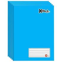 Kit 5 Cadernos Brochurão X-Write Azul 96 Folhas Máxima