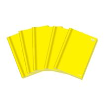 Kit 5 Cadernos Brochuras Amarelo 96 Folhas Pequeno 140x202mm Material Escolar Faculdade Resistente