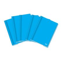 Kit 5 Cadernos Brochuras Azul 96 Folhas Pequeno 140x202mm Material Escolar Faculdade Resistente