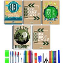 Kit 5 Cadernos Ecologic Tamanho Grande Arame Capa Dura Com 40 Itens Kit 5 Cadernos Ecologic Tamanho Grande Arame Capa Dura Com 40 Itens