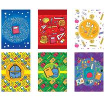 Kit 5 Cadernos Escolar Com Pauta Brochura Grande 80 Folhas