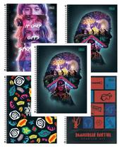 Kit 5 Cadernos Stranger Things Espiral 80fls Tilibra Sortido