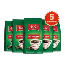 Kit 5 Café Melitta Tradicional Torrado e Moído em Pó 500g