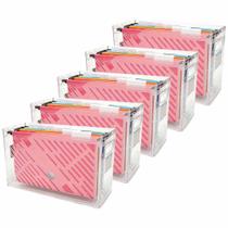 Kit 5 Caixa Arquivo Dellocolor+ 6 Pastas Suspensas Coloridas
