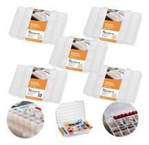 Kit 5 Caixa Box Organizadora C/ Tampa Divisoria Costura