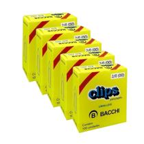 Kit 5 Caixa c/100 clips galvanizados 2/0 (00) clipes bacchi