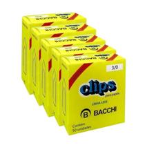 Kit 5 Caixa c/50 clips galvanizados 3/0 clipes bacchi papel