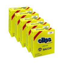 Kit 5 Caixa c/50 clips galvanizados 4/0 clipes bacchi papel
