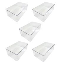 Kit 5 Caixa Cesta Organizadora Em Acrílico Pequena Multiuso Cristal
