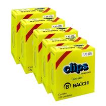 Kit 5 Caixa com 100 clips galvanizados 1/0 (0) clipes bacchi
