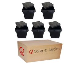Kit 5 Caixa Com Tampa Aterramento Inspeção 25Cm Reforçada