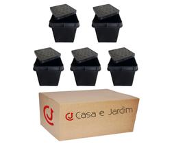 Kit 5 Caixa Com Tampa P/ Aterramento Inspeção 25cm Reforçada