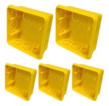 Kit 5 Caixa De Luz 4x4 Reforçada Para Tomada E Interruptor Cor Amarelo