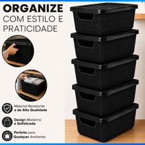 Kit 5 Caixa Jutta Preto - 2L Com Tampa Kit 5 Caixa Jutta Preto - 2L Com Tampa