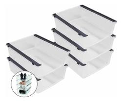 Kit 5 Caixa Multiuso Organizador Plástico Empilhável Ordene