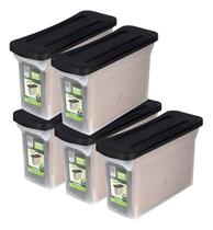 Kit 5 Caixa Organizadora Arquivo Estreita Empilhável Com Tampa