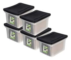 Kit 5 Caixa Organizadora Arquivo Largo Empilhável Com Tampa Ordene