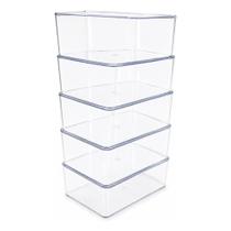 Kit 5 Caixa Organizadora Com Tampa Multiuso Acrílico Transparente 3,5L Kit 5 Caixa Organizadora Com Tampa Multiuso Acrílico Transparente 3,5L
