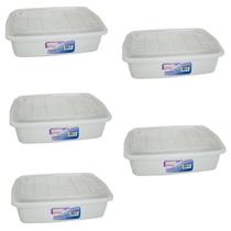 Kit 5 Caixa Organizadora Container 5 L C/Tampa 34x24x11Cm