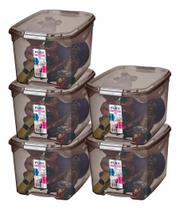 Kit 5 Caixa Organizadora Multiuso Sanremo 29 Litros Preta Fumê