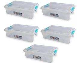 Kit 5 Caixa Organizadora Translucida Transparente 10l Usual