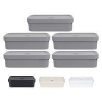 Kit 5 Caixa Plastica Grande Baixa Multiuso 16l Organizadora Ou Kit 5 Caixa Plastica Grande Baixa Multiuso 16l Organizadora Ou