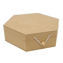 Kit 5 Caixa Sextavada Tampa Dobradiça e Elástico 17x17x6 Mdf Madeira Kit 5 Caixa Sextavada Tampa Dobradiça e Elástico 17x17x6 Mdf Madeira