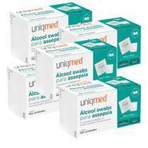 Kit 5 Caixas Álcool Swab 70 Saches Lenço Umedecido Com 100 Unidades Cada Uniqmed Kit 5 Caixas Álcool Swab 70 Saches Lenço Umedecido Com 100 Unidades Cada Uniqmed